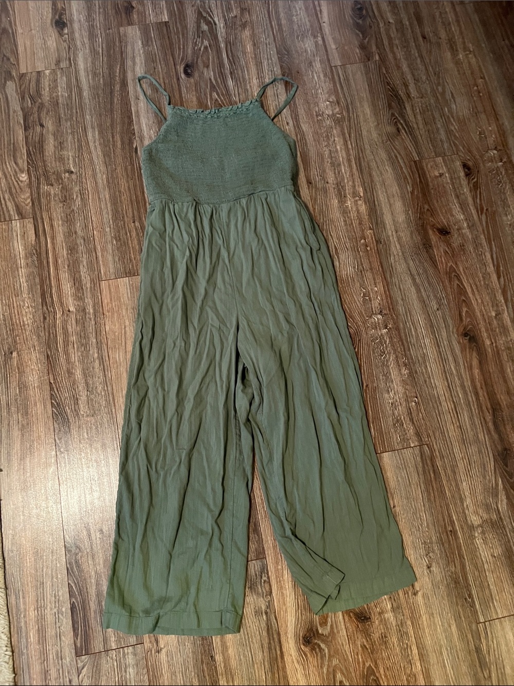 Old Navy Olive Smocked Bodice Wide-Leg Jumpsuit
